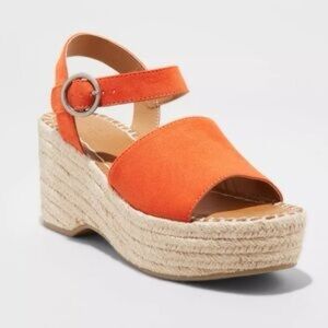 Universal Thread Morgan Espadrille Sandal Wedge | Coral | Size 8